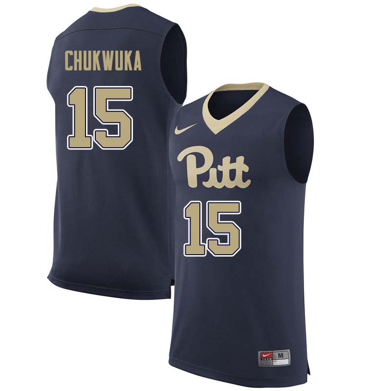 Men #15 Kene Chukwuka Pittsburgh Panthers College Basketball Jerseys Sale-Navy